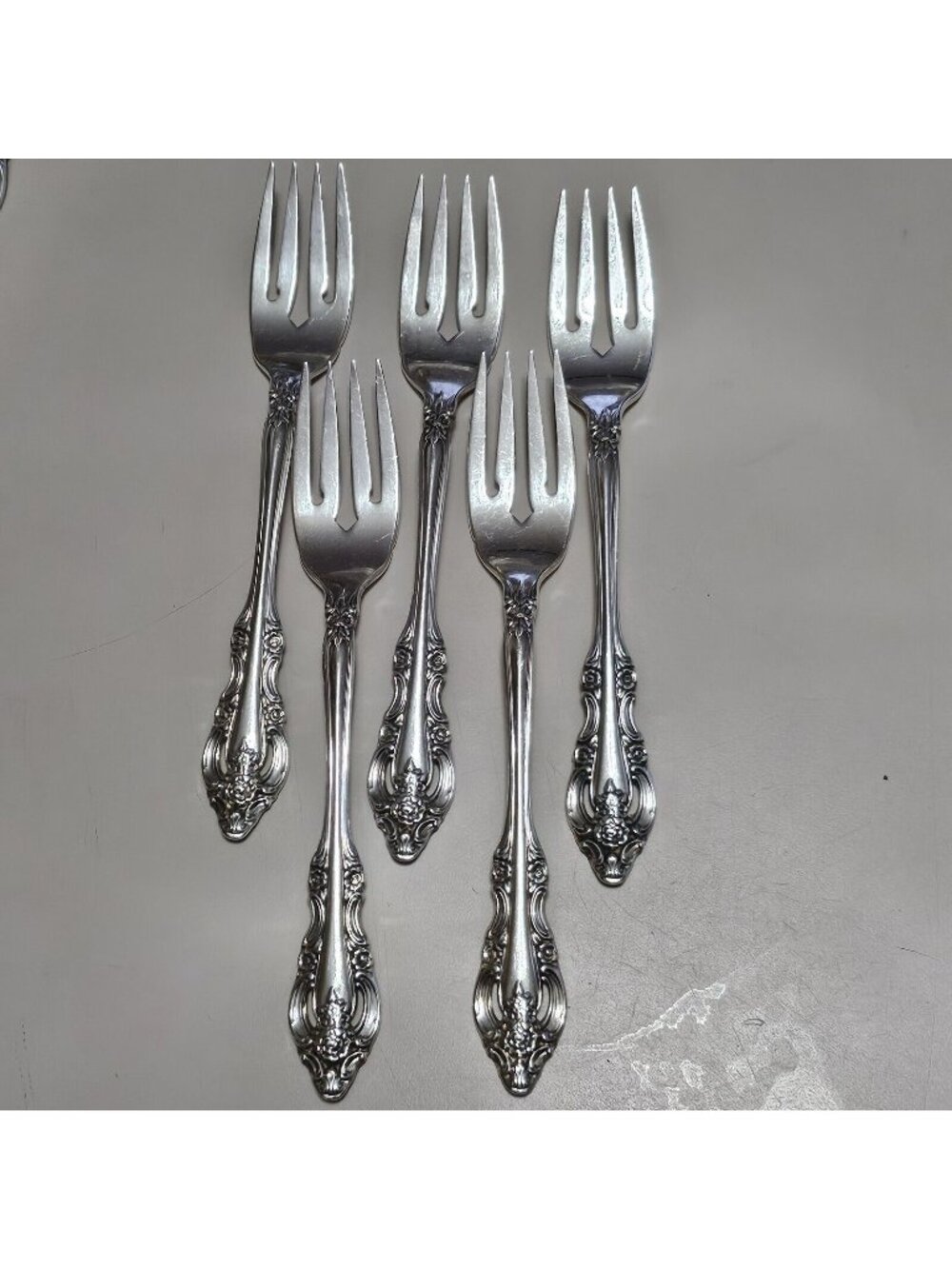 5 Oneida Community SILVER ARTISTRY Salad Forks 6.5"  Silverware Flatware 60s-80s